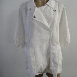 EILEEN FISHER White Linen Stretch Jacket Small